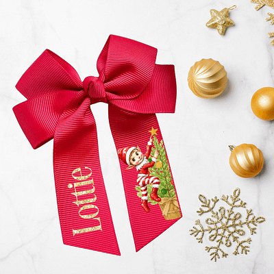 Personalised elf gift hairbow